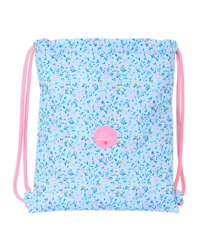 Bolsa Mochila con Cuerdas Vicky Martín Berrocal Paraíso Azul Rosa 35 x 40 x 1 cm