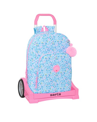 Skolväska med hjul Vicky Martín Berrocal Paraíso Blå Rosa 30 x 46 x 14 cm