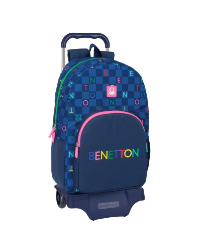 Cartable à roulettes Benetton Damero Blue marine 30 x 46 x 14 cm