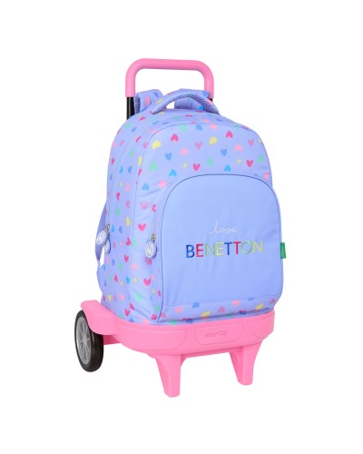 Mochila Escolar con Ruedas Benetton Lila Lila 33 x 45 x 22 cm