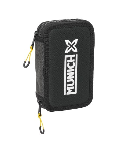 Estuche Escolar con Accesorios Munich Topo Negro 12.5 x 19.5 x 4 cm 29 Piezas