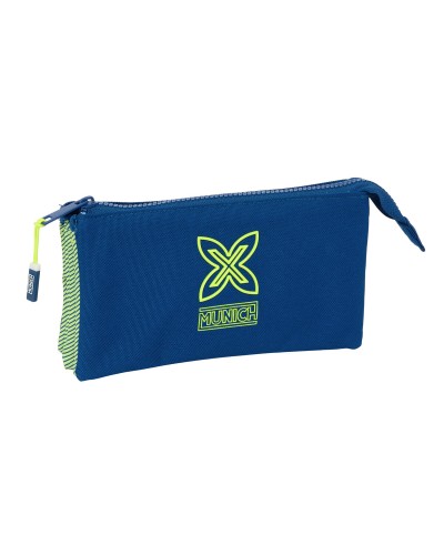 Pennenetui met 3 vakken Munich North Marineblauw 22 x 12 x 3 cm