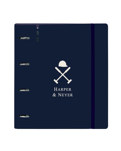 Raccoglitore ad anelli Harper & Neyer Blu Marino 27 X 32 X 4 cm