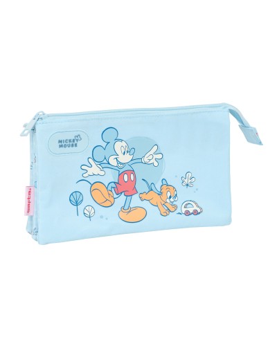 Dreifaches Mehrzweck-Etui Mickey Mouse Clubhouse Baby Hellblau 22 x 12 x 3 cm