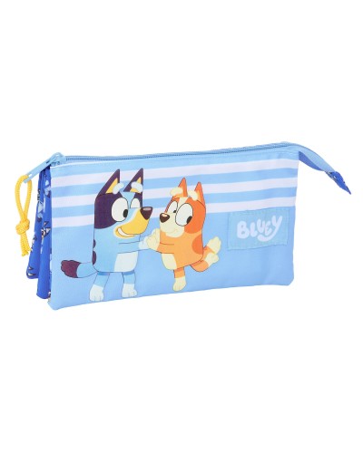 Dreifaches Mehrzweck-Etui Bluey Let's play Blau 22 x 12 x 3 cm