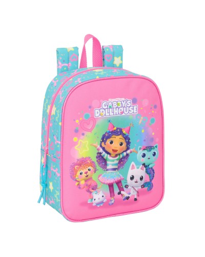 Child bag Gabby's Dollhouse Confetti Pink Turquoise 22 x 27 x 10 cm