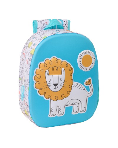 Kinderrucksack Safta Blau Weiß 27 x 33 x 10 cm 3D