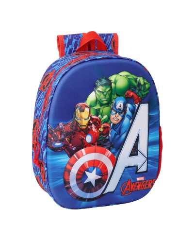 Kinderrucksack The Avengers Rot Dunkelblau 27 x 33 x 10 cm 3D