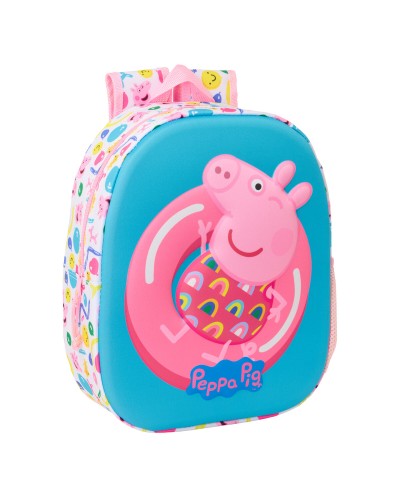 Mochila Infantil Peppa Pig Azul Blanco Rosa 27 x 33 x 10 cm 3D