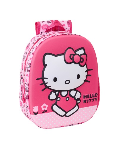 Barnryggsäck Hello Kitty Rosa 27 x 33 x 10 cm 3D