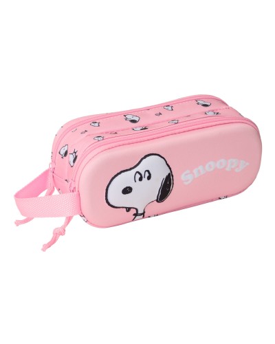 Zweifaches Mehrzweck-Etui Snoopy Rosa 21 x 8 x 6 cm 3D