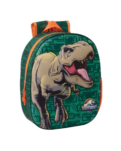 Kinderrucksack Jurassic World Dunkelgrün 27 x 33 x 10 cm 3D
