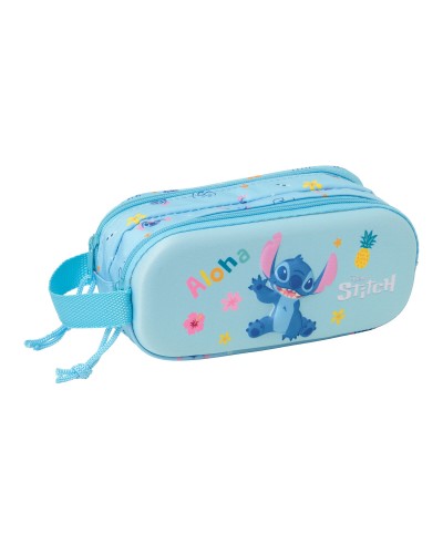 Zweifaches Mehrzweck-Etui Lilo & Stitch Hellblau 21 x 8 x 6 cm 3D