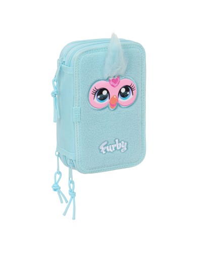 Dreifaches Federmäppchen Furby Blau 12,5 x 19,5 x 5,5 cm 37 Stücke