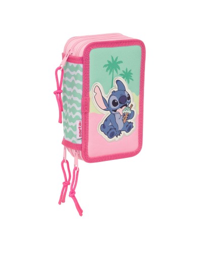 Trippel pennfodral Lilo & Stitch Ice cream Rosa 12,5 x 19,5 x 5,5 cm 37 Delar