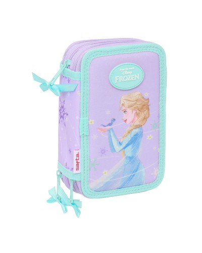 Dreifaches Federmäppchen Frozen Spirit Lila 12,5 x 19,5 x 5,5 cm 37 Stücke