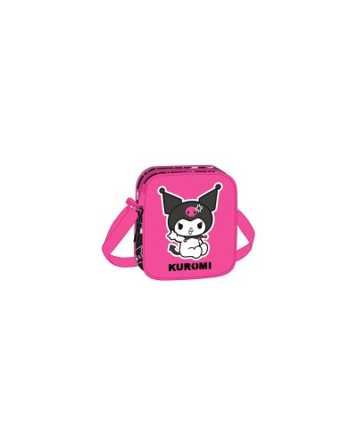 Bolso Bandolera Kuromi Negro Fucsia 16 x 18 x 4 cm
