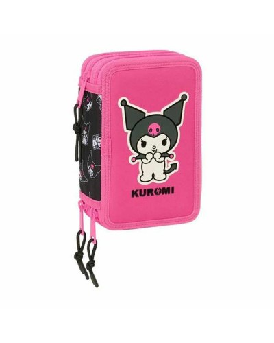 Plumier Triple Kuromi Negro Fucsia 12,5 x 19,5 x 5,5 cm 37 Piezas