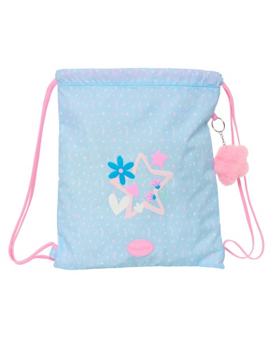 Sac à dos serré par des ficelles BlackFit8 Smile Bleu Rose 35 x 40 x 1 cm