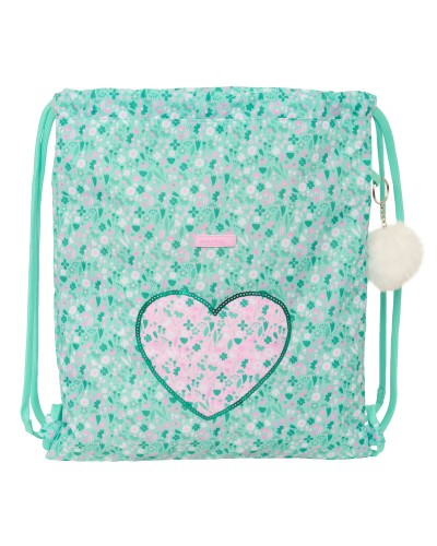 Zainetto con Cordini Safta Cuore Menta 35 x 40 x 1 cm