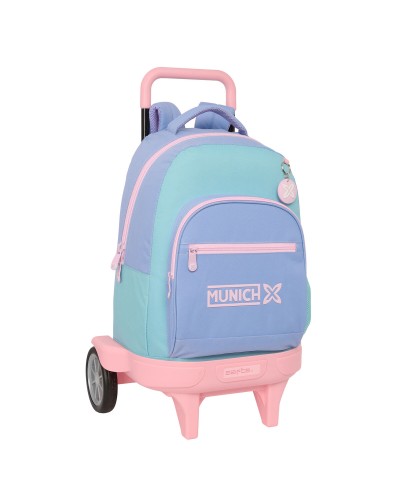 School Rucksack with Wheels Munich Mellow Blue Pink Sky blue 33 x 45 x 22 cm