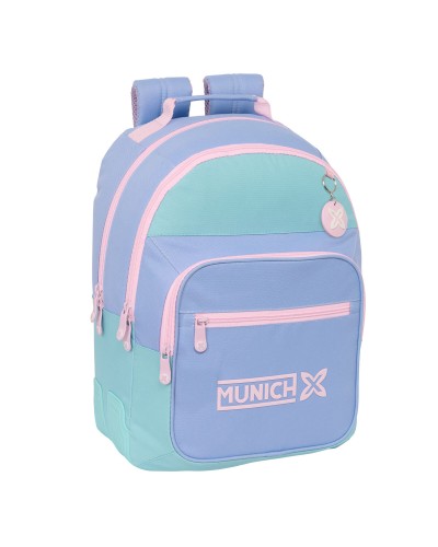Mochila Escolar Munich Mellow Azul Rosa Celeste 32 x 42 x 15 cm