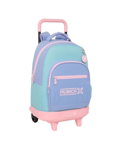 School Rucksack with Wheels Munich Mellow Blue Pink Sky blue 33 x 45 x 22 cm
