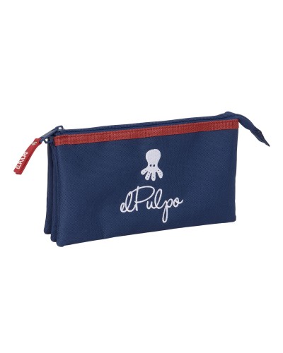 Tredubbel Carry-all El Pulpo Marinblå 22 x 12 x 3 cm