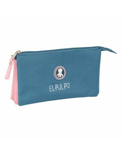 Trousse Fourre-Tout Triple El Pulpo   Bleu Rose 22 x 12 x 3 cm