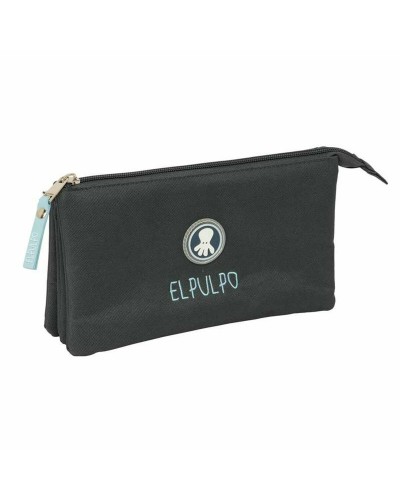 Trousse Fourre-Tout Triple El Pulpo   Gris 22 x 12 x 3 cm