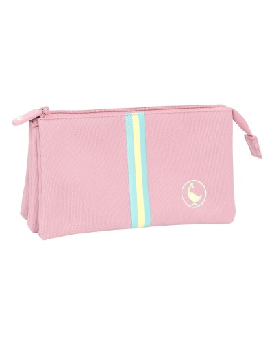 Pennenetui met 3 vakken El Ganso Pink Roze 22 x 12 x 3 cm