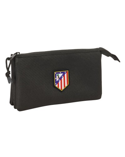 Trousse Fourre-Tout Triple Atlético Madrid Noir 22 x 12 x 3 cm