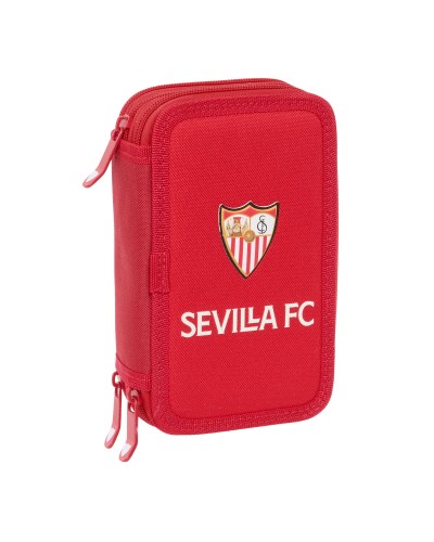 Dreifaches Federmäppchen Sevilla Fútbol Club Rot 12,5 x 19,5 x 5,5 cm 37 Stücke