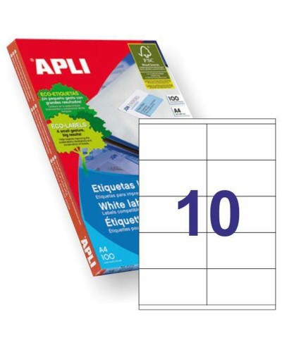 Klevende etiketten Apli 1278 100 Lakens 105 x 57 mm Wit