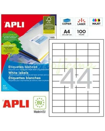 Klevende etiketten Apli 1285 100 Lakens 48,5 x 25,4 mm Wit