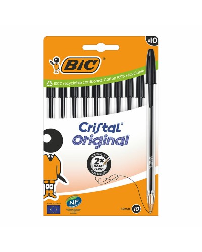 Pen Bic Cristal Zwart (10 Stuks)