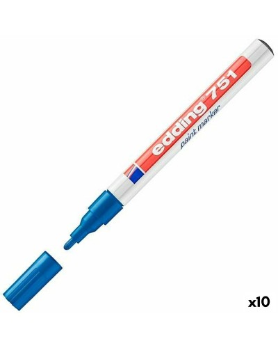 Marqueur permanent Edding 751 Bleu (10 Unités)