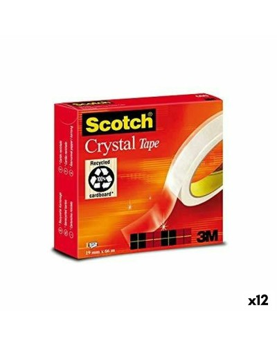 Plakband Scotch Crystal Transparant 19 mm x 66 m (12 Stuks)