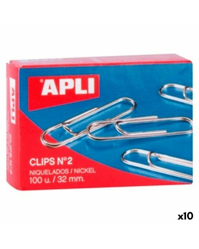 Trombones Apli Nº 2 Argenté nickel 32 mm (10 Unités)
