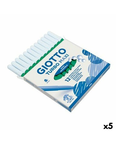 Set of Felt Tip Pens Giotto Turbo Maxi Green (5 Units)