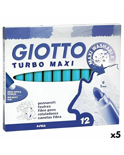 Set of Felt Tip Pens Giotto Turbo Maxi Sky blue (5 Units)