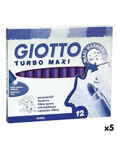 Set Viltstiften Giotto Turbo Maxi Paars (5 Stuks)