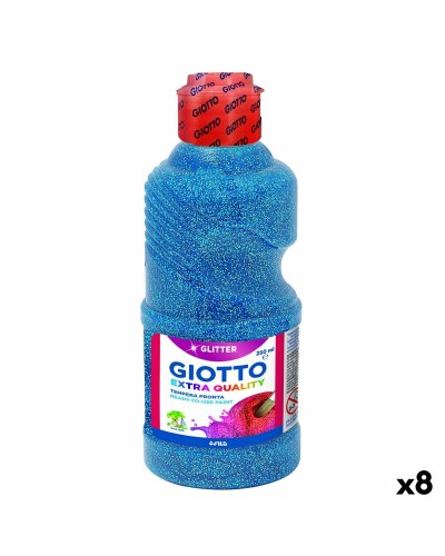 Pittura a tempera Giotto Glitter Azzurro 250 ml (8 Unità)