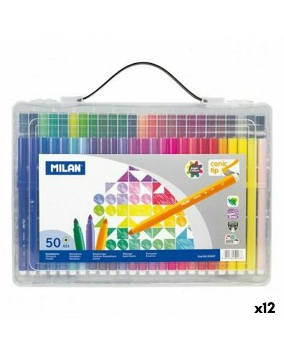 Set of Felt Tip Pens Milan Conic Multicolour 50 Pieces (12 Units)