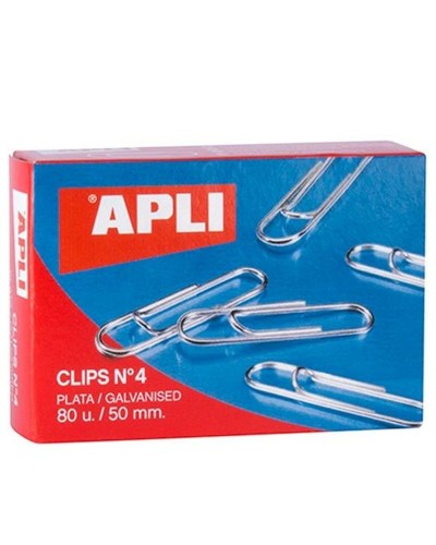 Clips Apli Nº 4 Plateado Plata 50 mm (10 Piezas) (12 Unidades)
