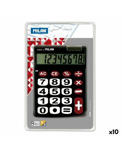 Calculatrice Milan Dual Noir 14,5 x 10,6 x 2,1 cm (10 Unités)