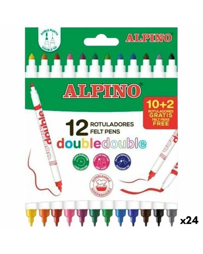 Set Viltstiften Alpino Double Multicolour 12 Onderdelen (24 Stuks)