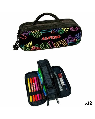 Driedubbele Pennenzak Alpino Mini Black Multicolour (12 Stuks)