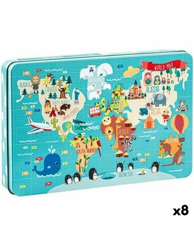 Pussel Apli 48 x 32 cm Världskarta 24 Delar (8 antal)