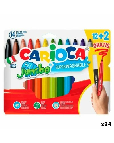 Set of Felt Tip Pens Carioca JUMBO Multicolour 12 Pieces (24 Units)